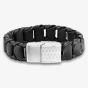 Bourne and Wilde Mens Black Wide Leather Bracelet OSB-2356SBK