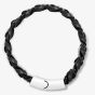 Bourne and Wilde Mens Black Wide Leather Bracelet OSB-2356SBK