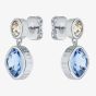 Ted Baker Craset Silver Tone Blue & Gold Crystal Dropper Earrings TBJ3694-01-211