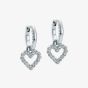 Ted Baker Amora Silver Tone Cubic Zirconia Halo Heart Huggie Hoop Earrings TBJ3835-01-02