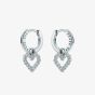 Ted Baker Amora Silver Tone Cubic Zirconia Halo Heart Huggie Hoop Earrings TBJ3835-01-02