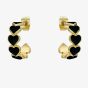 Ted Baker HANNAH Gold Tone Plated Black Enamel Heart Hoop Earrings TBJ4207-02-05