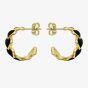 Ted Baker HANNAH Gold Tone Plated Black Enamel Heart Hoop Earrings TBJ4207-02-05