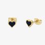 Ted Baker HAILEY Gold Tone Plated Black Enamel Heart Stud Earrings TBJ4210-02-05