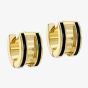 Ted Baker ROLO Gold Tone Plated Black Enamel Roll Huggie Hoop Earrings TBJ4162-02-05