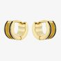 Ted Baker ROLO Gold Tone Plated Black Enamel Roll Huggie Hoop Earrings TBJ4162-02-05