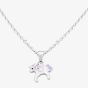 Fleur Kids Sterling Silver White And Pink Enamel Unicorn Pendant Necklace AZP234404