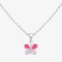 Fleur Kids Sterling Silver Pink Butterfly Pendant Necklace AZP041704