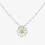 Fleur Kids Sterling Silver White And Yellow Enamel Flower Pendant Necklace AZP030104