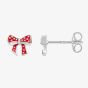 Fleur Kids Sterling Silver Red Enamel Bow Stud Earrings AZE145904