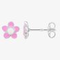 Fleur Kids Sterling Silver Pink And White Enamel Flower Stud Earrings AZE087904