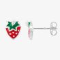 Fleur Kids Sterling Silver Red Enamel Strawberry Stud Earrings AZE026404