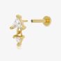 Scream Pretty 18ct Gold Plated Cubic Zirconia Diamond Drop Single Stud Earrings SPG-35