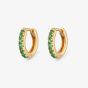 Scream Pretty 18ct Gold Plated Green Cubic Zirconia Huggie Hoop Earrings SPESGS185