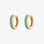 Scream Pretty 18ct Gold Plated Turquoise Blue Cubic Zirconia Huggie Hoop Earrings SPESGS133