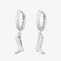 Scream Pretty Silver Rhodium Plated Plated Cowboy Boot Charm Hoop Earrings SPG-160