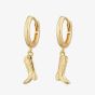 Scream Pretty Gold Plated Plated Cowboy Boot Charm Hoop Earrings SPG-160