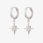 Scream Pretty Starburst Silver Rhodium Cubic Zirconia Star Charm Hoop Earrings SPEDSS41-PV