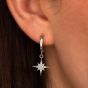 Scream Pretty Starburst Silver Rhodium Cubic Zirconia Star Charm Hoop Earrings SPEDSS41-PV