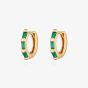 Scream Pretty 18ct Gold Plated Baguette Cut Green Cubic Zirconia Huggie Hoop Earrings SPG-95