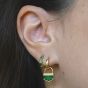 Scream Pretty 18ct Gold Plated Baguette Cut Green Cubic Zirconia Huggie Hoop Earrings SPG-95
