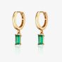 Scream Pretty 18ct Gold Plated Green Cubic Zirconia Drop Hoop Earrings SPG-426