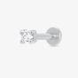 Scream Pretty Silver Rhodium Plated Round Cubic Zirconia Single Stud Earrings SPS-33