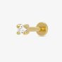 Scream Pretty 18ct Gold Plated Round Cubic Zirconia Single Stud Earrings SPG-33