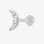 Scream Pretty Silver Rhodium Plated Cubic Zirconia Moon Single Stud Earrings SPS-47a