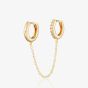 Scream Pretty 18ct Gold Plated Cubic Zircona Chain Linked Single Huggie Hoop Earrings SPG-268