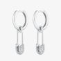 Scream Pretty Hannah Martin Silver Cubic Zirconia Saftey Pin Hoop Earrings SPS-194-97