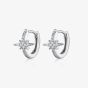 Scream Pretty Starburst Silver Rhodium Plated Cubic Zirconia Star Huggie Hoop Earrings SPS-217