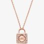 Michael Kors 14ct Rose Gold Plated Cubic Zirconia Logo Padlock Necklace MKC1629AN791