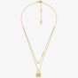 Michael Kors 14ct Gold Plated Cubic Zirconia Logo Padlock Two Row Necklace MKC1630AN710