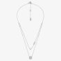 Michael Kors Silver Round Crystal MK Double Layered Necklace MKC1591AN040