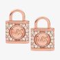 Michael Kors 14ct Rose Gold Plated Cubic Zirconia Logo Padlock Stud Earrings MKC1628AN791