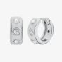 Michael Kors Silver Tone Plated Cubic Zirconia Pave Logo Huggie Hoop Earrings MKJ8652040
