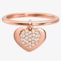 Michael Kors Kors Love 14ct Rose Gold Plated Pavé Heart Drop Ring  MKC1121AN791 
