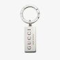 Gucci Trademark Sterling Silver Red Enamel Engraved Keyring YBF82057000100U