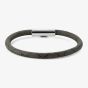 Gucci Trademark Silver & Black Leather Bracelet YBA79715600201