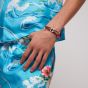 Gucci Web Silver & Braided Red & Green Leather Bracelet YBA87434300100U