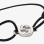 Gucci Interlocking Silver Black Cord Bracelet YBAA002MN00100U