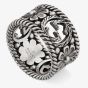 Gucci Interlocking G Wide Silver Flower Ring YBC577272001