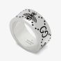Gucci Signature Silver GG & Bee 9mm Band Ring YBC7283040010