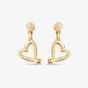 UNOde50 One Love Gold Plated Open Heart Stud Earrings PEN0887ORO0000U