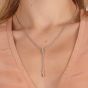 Lucy Quartermaine Silver Skinny Drip White Topaz Long Pendant Necklace SDP2