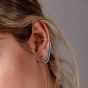 Lucy Quartermaine Silver Art Deco Single Ear Cuff And Stud With Chain ADCU2
