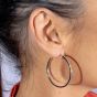 Lucy Quartermaine Silver Skinny Drip Large Hoop Earrings SDER4