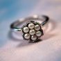 Lucy Quartermaine Silver Royal Pearl Flower Ring RR3