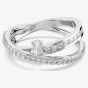 Swarovski Hyperbola Rhodium Plated Twisted Crossover Ring 569123